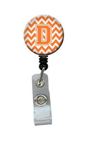 CJ1046-DBR Letter D Chevron Orange & White Retractable Badge Reel