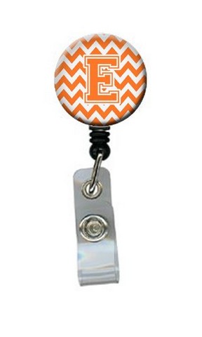 CJ1046-EBR Letter E Chevron Orange & White Retractable Badge Reel