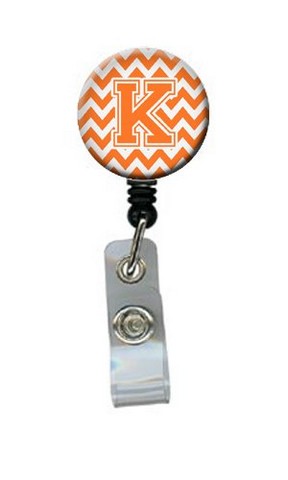CJ1046-KBR Letter K Chevron Orange & White Retractable Badge Reel