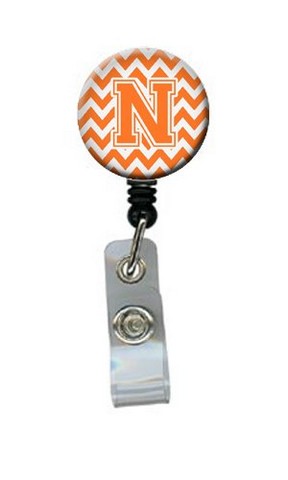 CJ1046-NBR Letter N Chevron Orange & White Retractable Badge Reel