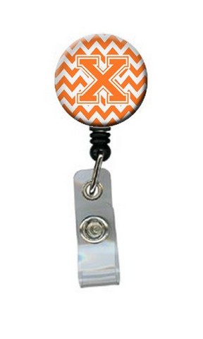 CJ1046-XBR Letter X Chevron Orange & White Retractable Badge Reel