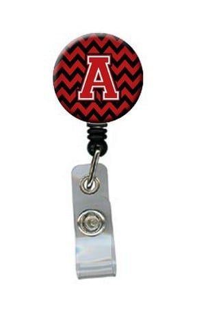 CJ1047-ABR Letter A Chevron Black & Red Retractable Badge Reel
