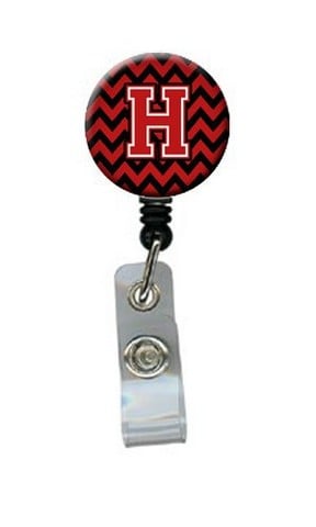CJ1047-HBR Letter H Chevron Black & Red Retractable Badge Reel