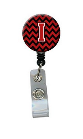 CJ1047-IBR Letter I Chevron Black & Red Retractable Badge Reel