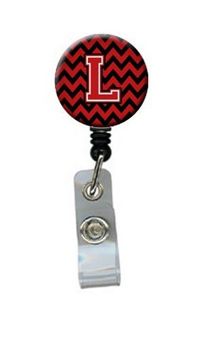CJ1047-LBR Letter L Chevron Black & Red Retractable Badge Reel