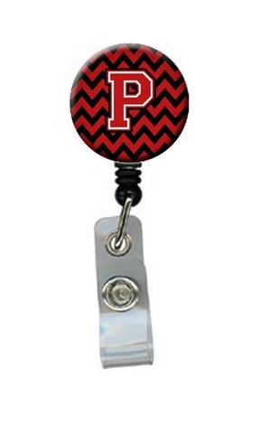 CJ1047-PBR Letter P Chevron Black & Red Retractable Badge Reel