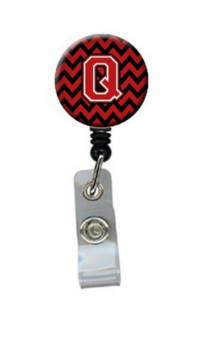 Letter Q Chevron Black & Red Retractable Badge Reel