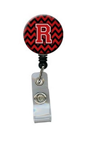 CJ1047-RBR Letter R Chevron Black & Red Retractable Badge Reel