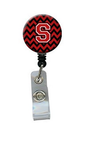 CJ1047-SBR Letter S Chevron Black & Red Retractable Badge Reel