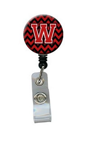 Letter W Chevron Black & Red Retractable Badge Reel