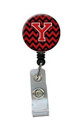Letter Y Chevron Black & Red Retractable Badge Reel