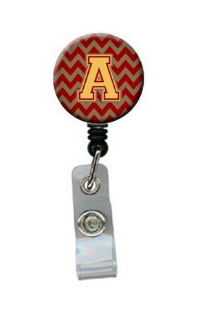 CJ1048-ABR Letter A Chevron Garnet & Gold Retractable Badge Reel
