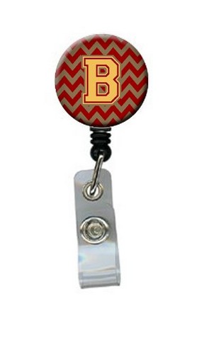 CJ1048-BBR Letter B Chevron Garnet & Gold Retractable Badge Reel