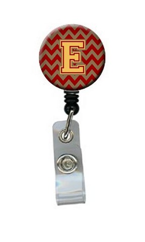 CJ1048-EBR Letter E Chevron Garnet & Gold Retractable Badge Reel