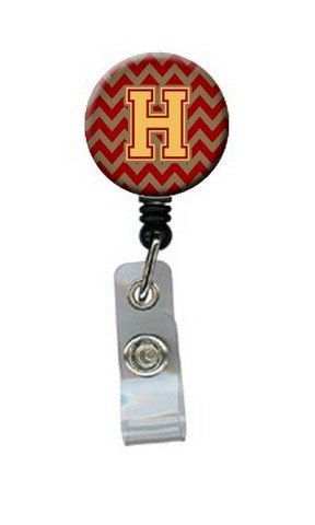Letter H Chevron Garnet & Gold Retractable Badge Reel