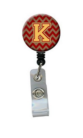 Letter K Chevron Garnet & Gold Retractable Badge Reel