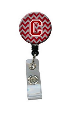 CJ1049-CBR Letter C Chevron Maroon & White Retractable Badge Reel, 5 x 1 x 2 in.