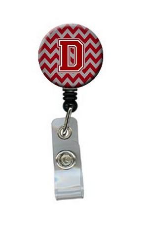 CJ1049-DBR Letter D Chevron Maroon & White Retractable Badge Reel, 5 x 1 x 2 in.