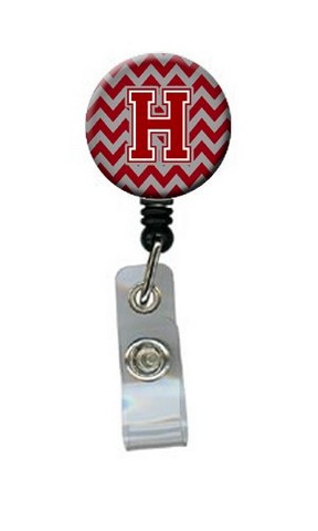 CJ1049-HBR Letter H Chevron Maroon & White Retractable Badge Reel, 5 x 1 x 2 in.