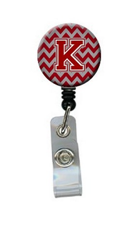 CJ1049-KBR Letter K Chevron Maroon & White Retractable Badge Reel, 5 x 1 x 2 in.