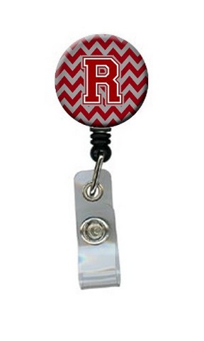 CJ1049-RBR Letter R Chevron Maroon & White Retractable Badge Reel, 5 x 1 x 2 in.
