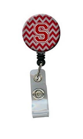 CJ1049-SBR Letter S Chevron Maroon & White Retractable Badge Reel, 5 x 1 x 2 in.