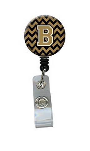 CJ1050-BBR Letter B Chevron Black & Gold Retractable Badge Reel, 5 x 1 x 2 in.