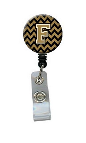 CJ1050-FBR Letter F Chevron Black & Gold Retractable Badge Reel, 5 x 1 x 2 in.