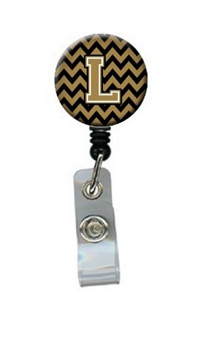CJ1050-LBR Letter L Chevron Black & Gold Retractable Badge Reel, 5 x 1 x 2 in.