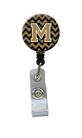 CJ1050-MBR Letter M Chevron Black & Gold Retractable Badge Reel, 5 x 1 x 2 in.