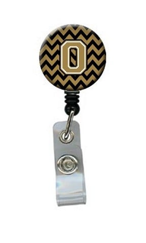 CJ1050-OBR Letter O Chevron Black & Gold Retractable Badge Reel, 5 x 1 x 2 in.