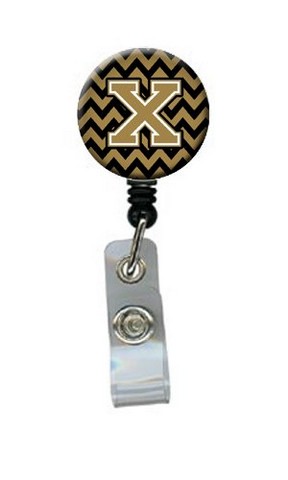 CJ1050-XBR Letter X Chevron Black & Gold Retractable Badge Reel, 5 x 1 x 2 in.