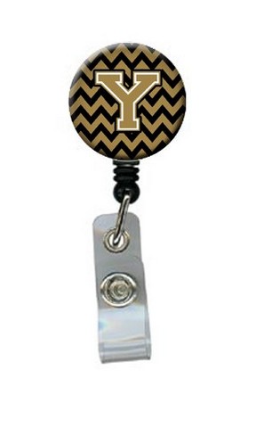 CJ1050-YBR Letter Y Chevron Black & Gold Retractable Badge Reel, 5 x 1 x 2 in.
