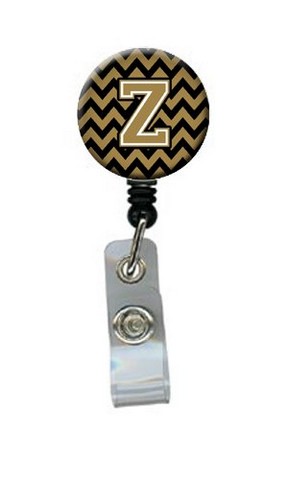CJ1050-ZBR Letter Z Chevron Black & Gold Retractable Badge Reel, 5 x 1 x 2 in.