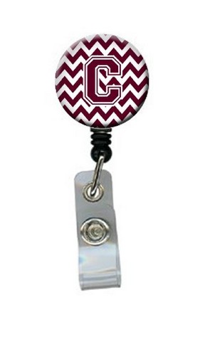 CJ1051-CBR Letter C Chevron Maroon & White Retractable Badge Reel, 5 x 1 x 2 in.