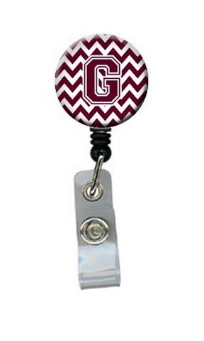 CJ1051-GBR Letter G Chevron Maroon & White Retractable Badge Reel, 5 x 1 x 2 in.