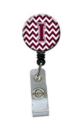 CJ1051-IBR Letter I Chevron Maroon & White Retractable Badge Reel, 5 x 1 x 2 in.