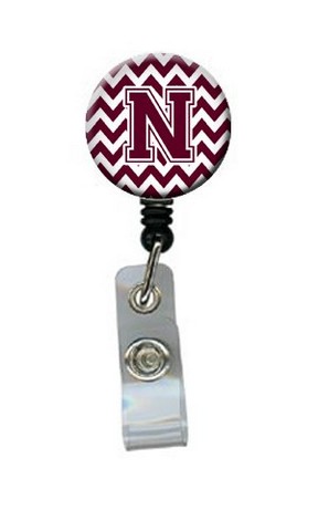 CJ1051-NBR Letter N Chevron Maroon & White Retractable Badge Reel, 5 x 1 x 2 in.