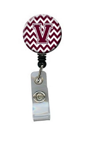 CJ1051-VBR Letter V Chevron Maroon & White Retractable Badge Reel, 5 x 1 x 2 in.