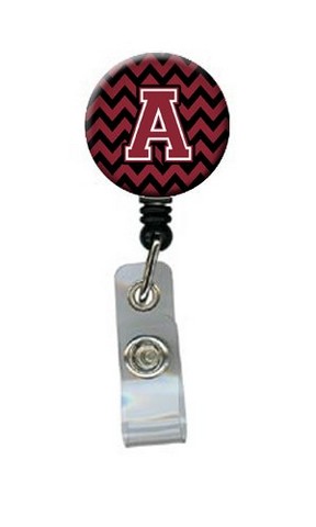 Letter A Chevron Garnet & Black Retractable Badge Reel