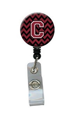 CJ1052-CBR Letter C Chevron Garnet & Black Retractable Badge Reel