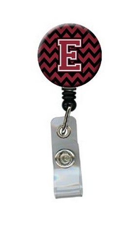 Letter E Chevron Garnet & Black Retractable Badge Reel