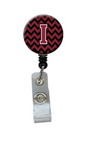 Letter I Chevron Garnet & Black Retractable Badge Reel