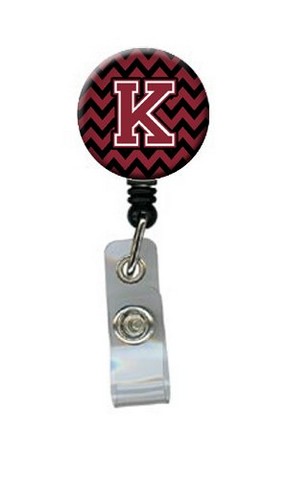 CJ1052-KBR Letter K Chevron Garnet & Black Retractable Badge Reel