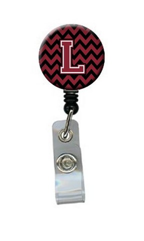 Letter L Chevron Garnet & Black Retractable Badge Reel