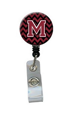 Letter M Chevron Garnet & Black Retractable Badge Reel
