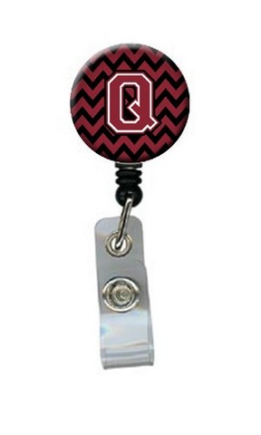 CJ1052-QBR Letter Q Chevron Garnet & Black Retractable Badge Reel