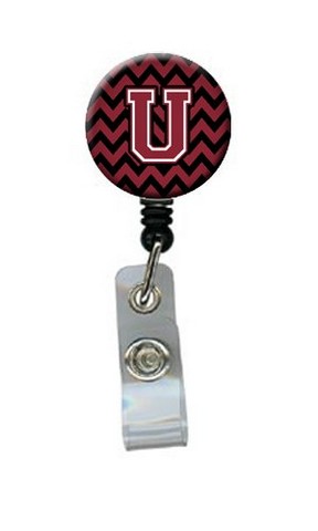 CJ1052-UBR Letter U Chevron Garnet & Black Retractable Badge Reel