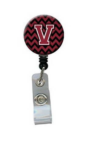 CJ1052-VBR Letter V Chevron Garnet & Black Retractable Badge Reel