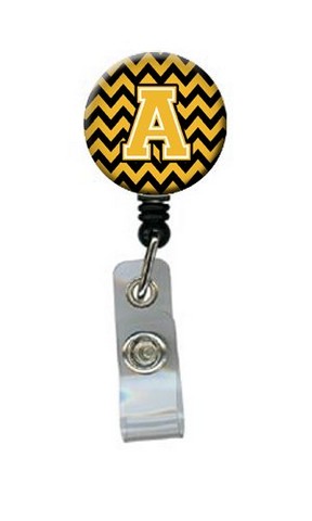 Letter A Chevron Black & Gold Retractable Badge Reel, 5 x 1 x 2 in.